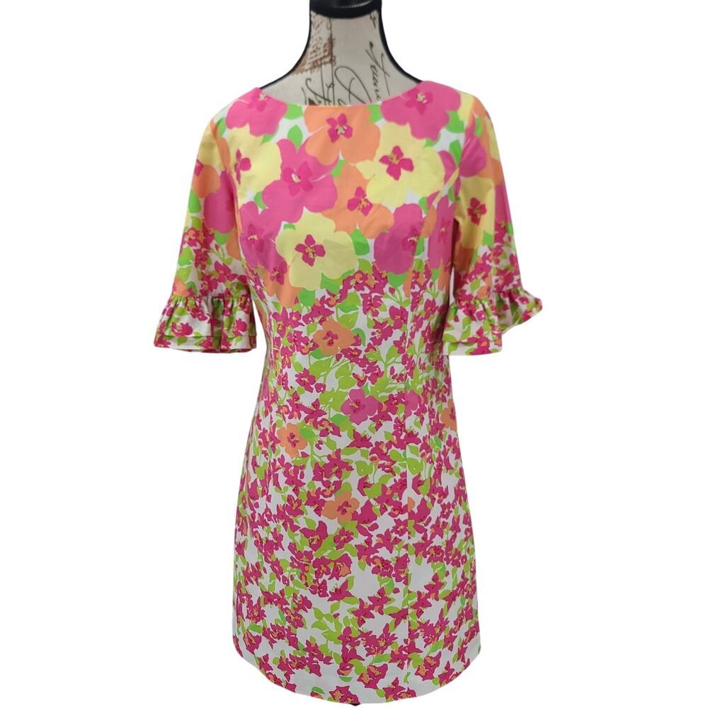 Lilly Pulitzer Rare‎ Fiesta Shift Dress Hottie Floral Pinch Print Size 8 ruffle